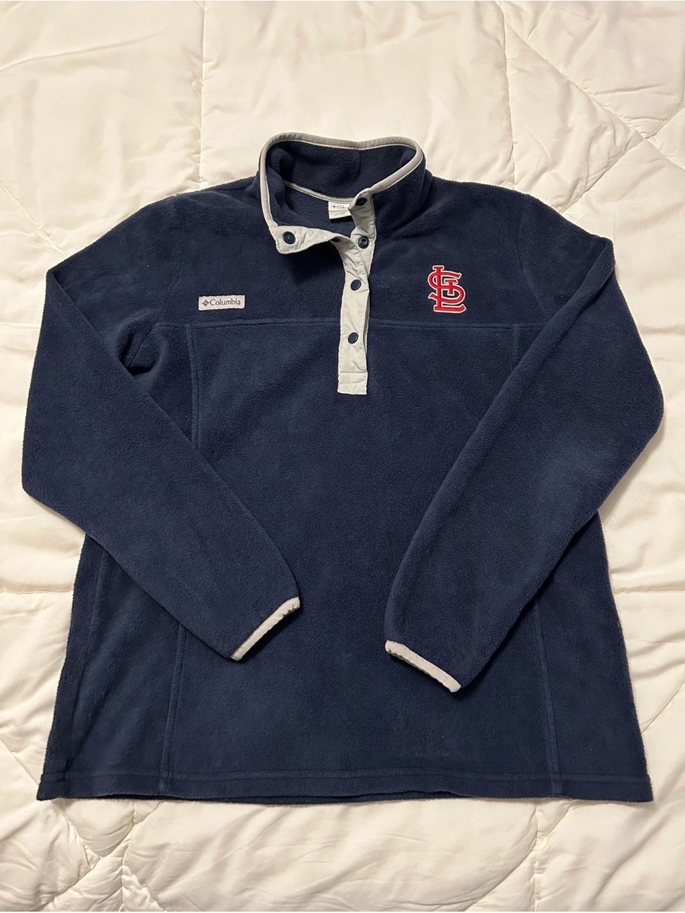 Columbia Navy Fleece Zip-Front Pullover with Red St. Louis Logo